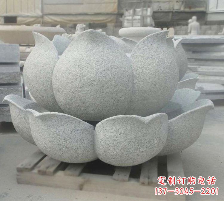 甘肃高雅精美的大理石公园莲花喷泉雕塑