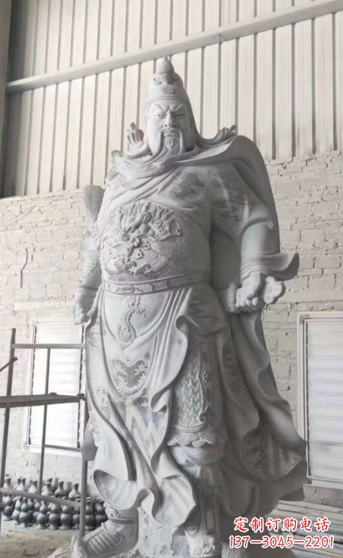 甘肃大理石关公雕塑,精美绝伦