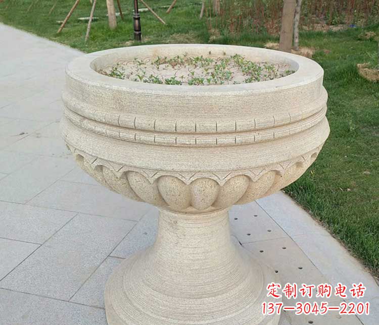 甘肃大理石花盆石雕