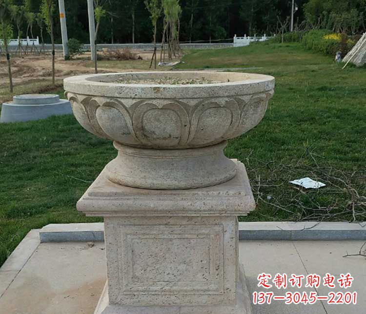 甘肃大理石花盆石雕