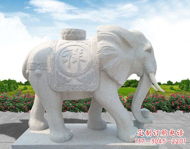 甘肃精美大理石大象雕塑