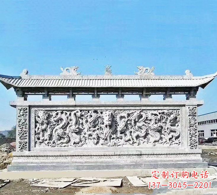 甘肃精美大理石九龙壁雕塑