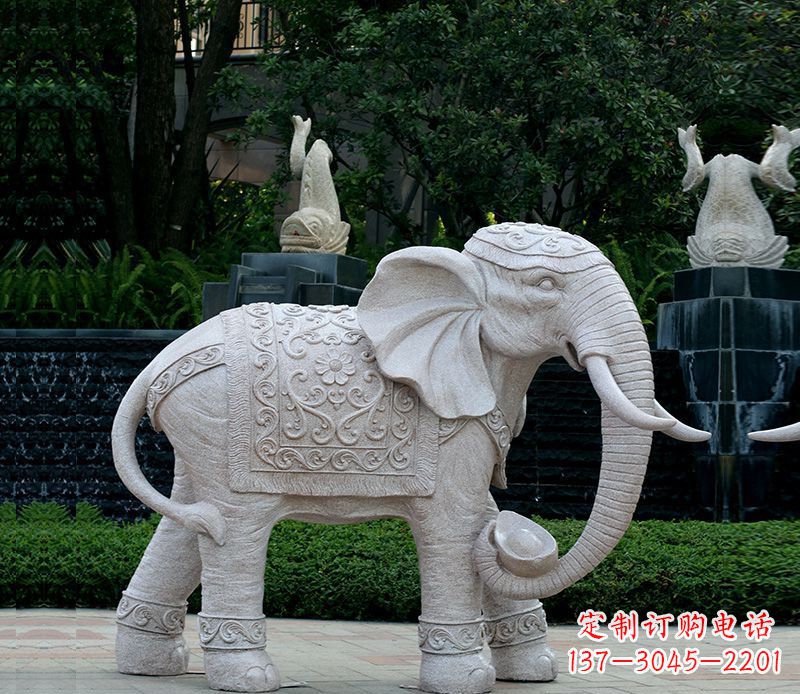 甘肃以大理石为材料的完美大象雕塑