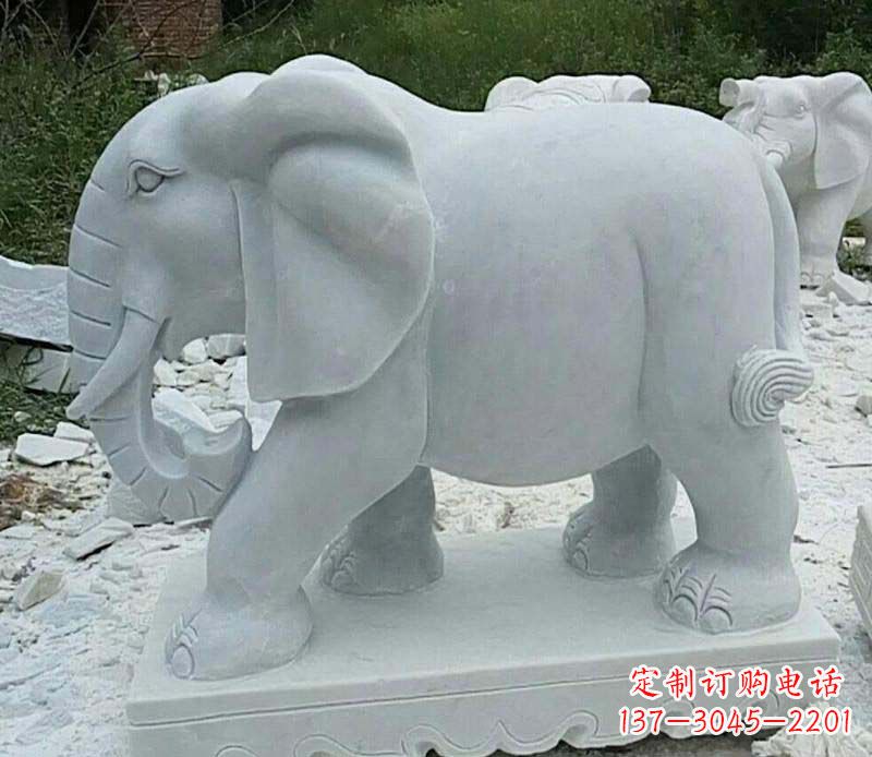甘肃精雕细琢的大理石大象雕塑