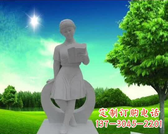 甘肃精致大理石“看书女孩”雕塑