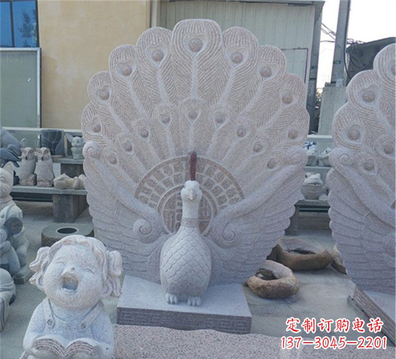 甘肃大理石孔雀开屏石雕