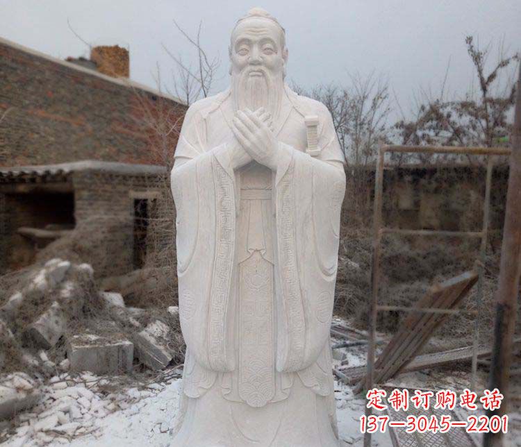 甘肃大理石孔子行教像古代名人石雕