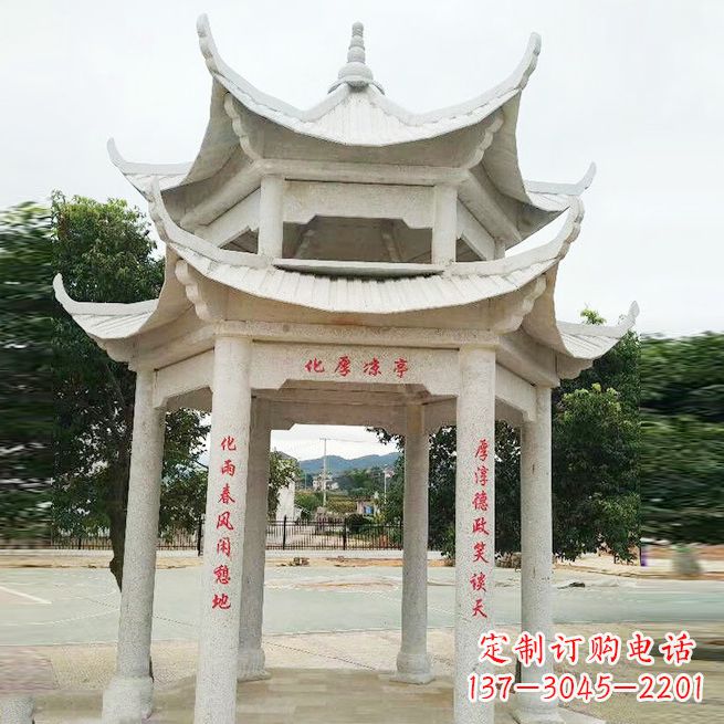 甘肃大理石凉亭双层雕塑