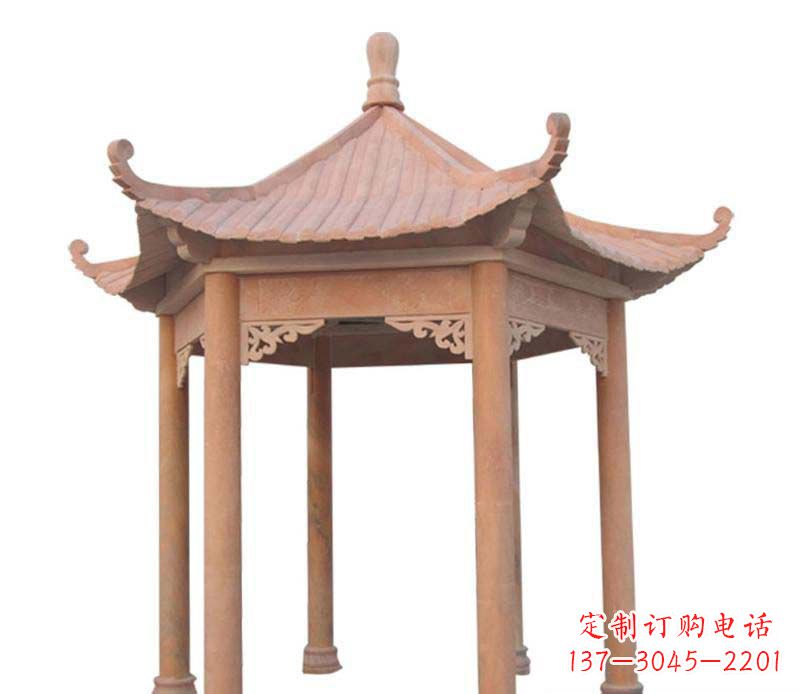 甘肃大理石六角凉亭雕塑