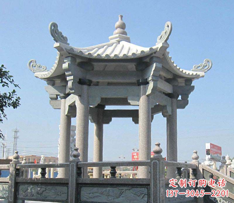 甘肃大理石六角凉亭石雕,为您的家园带来浪漫情怀