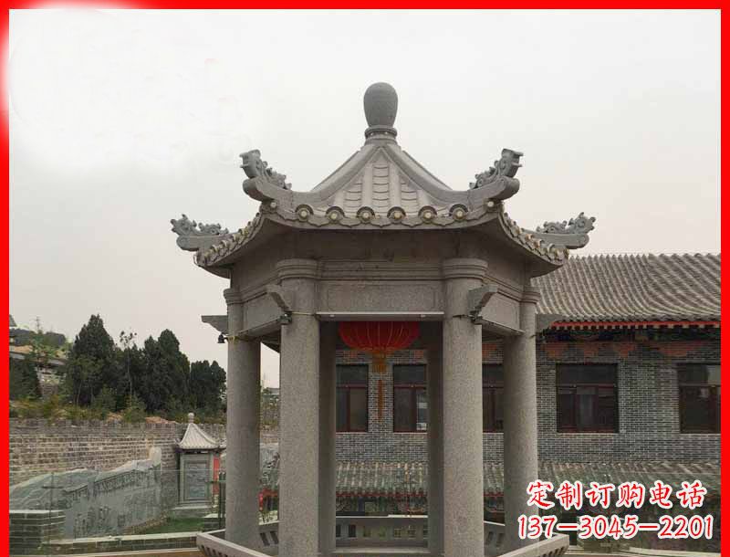 甘肃大理石六角凉亭石雕