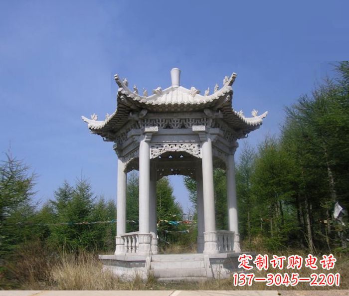 甘肃精美大理石六角石凉亭雕塑