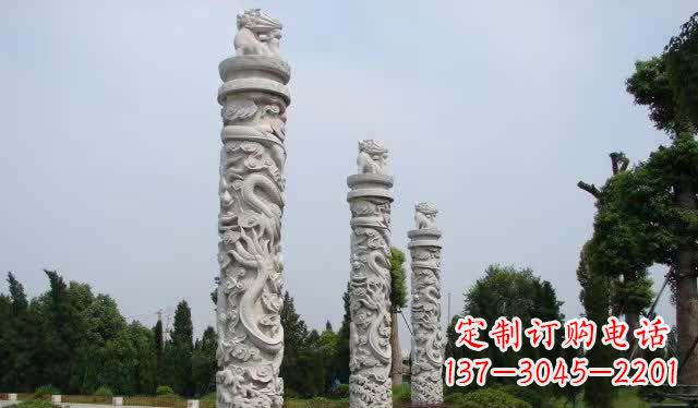 甘肃精美大理石龙柱雕塑