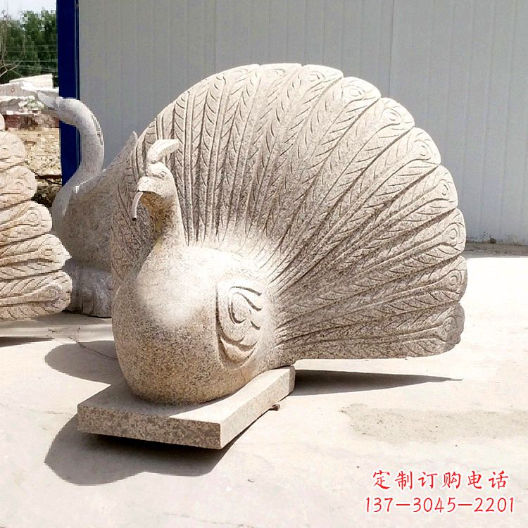 甘肃大理石喷水孔雀雕塑