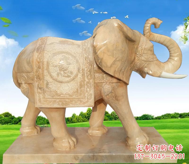 甘肃大理石喷水大象雕塑