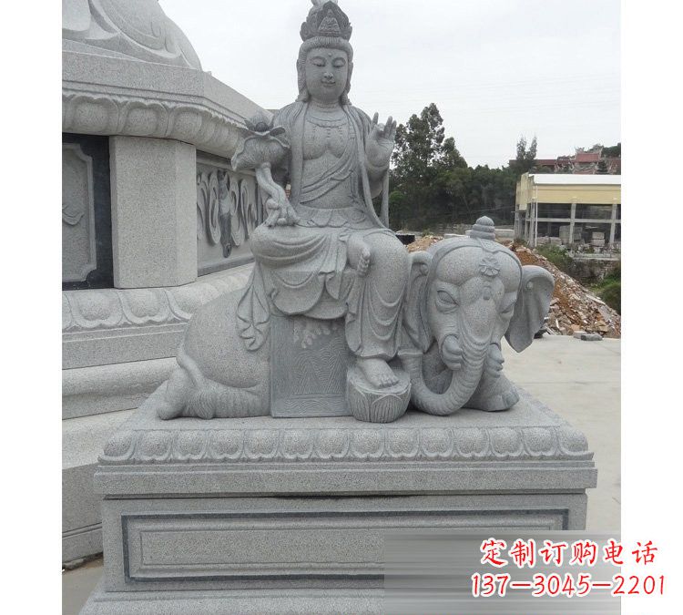 甘肃精雕细琢的大理石普贤菩萨雕塑