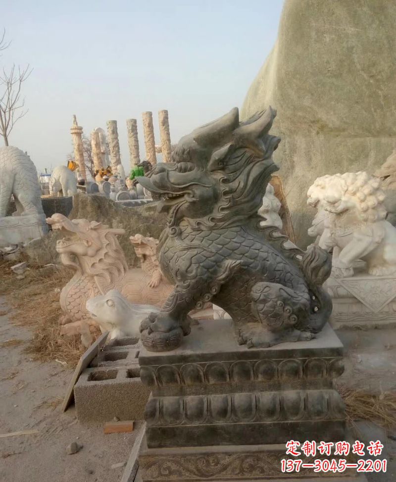 甘肃新中式麒麟雕塑,精美细腻,艺术品级别
