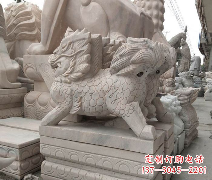 甘肃大理石麒麟古代神兽石雕