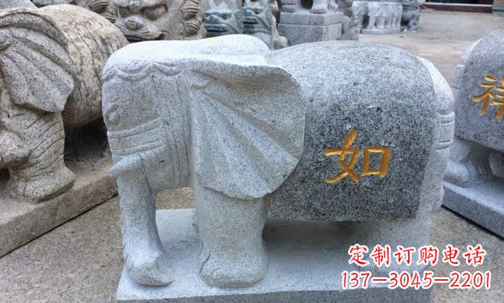 甘肃精美大理石石象雕塑