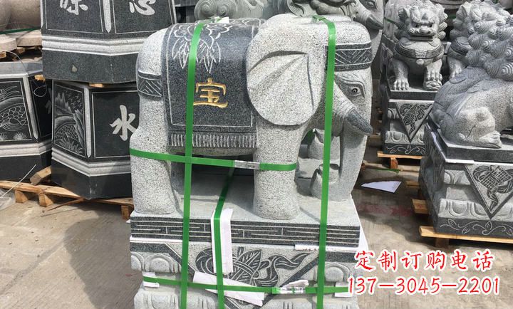 甘肃大理石大象门口石雕