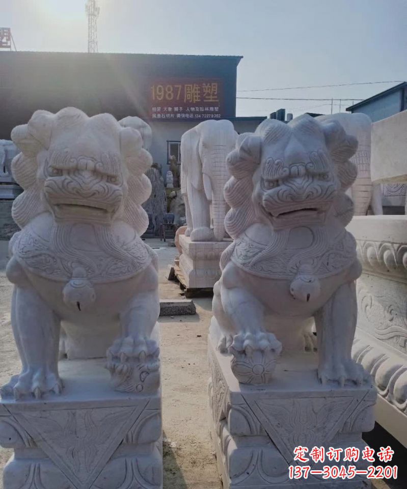 甘肃大理石狮子雕塑,象征威严