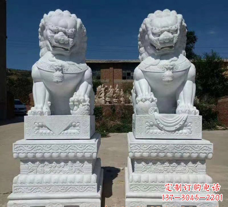甘肃大理石狮子石雕,雕塑定制精美狮子