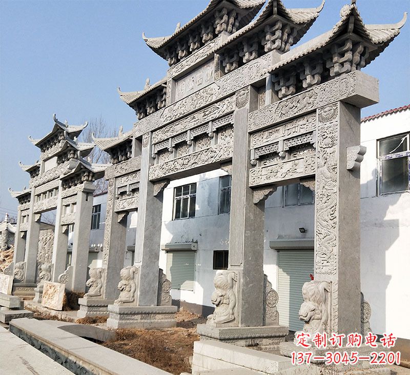 甘肃大理石石雕牌坊雕塑定制