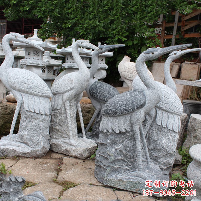 甘肃精美大理石仙鹤雕塑