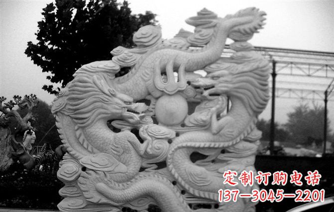 甘肃精美大理石双龙雕塑