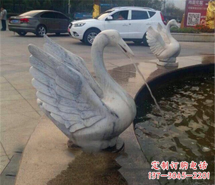 甘肃大理石天鹅喷泉石雕