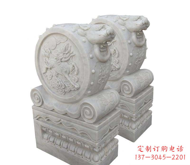 甘肃大理石狮子头门墩雕塑