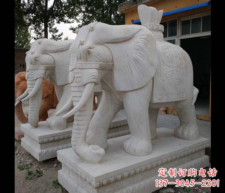 甘肃大理石大象雕塑,招财进宝