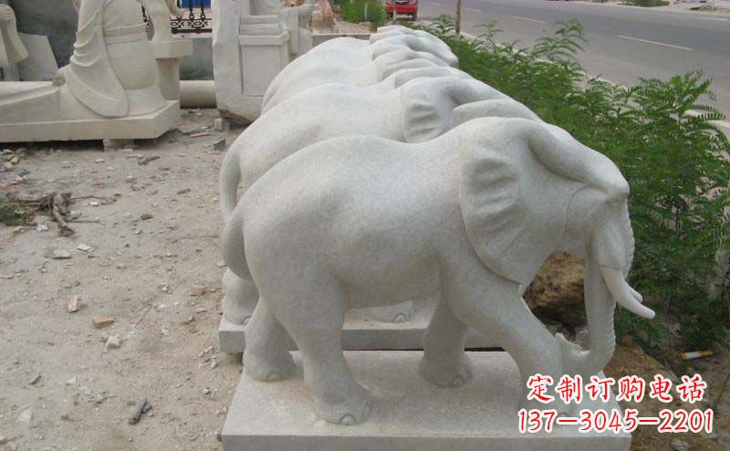 甘肃大理石小象公园动物石雕