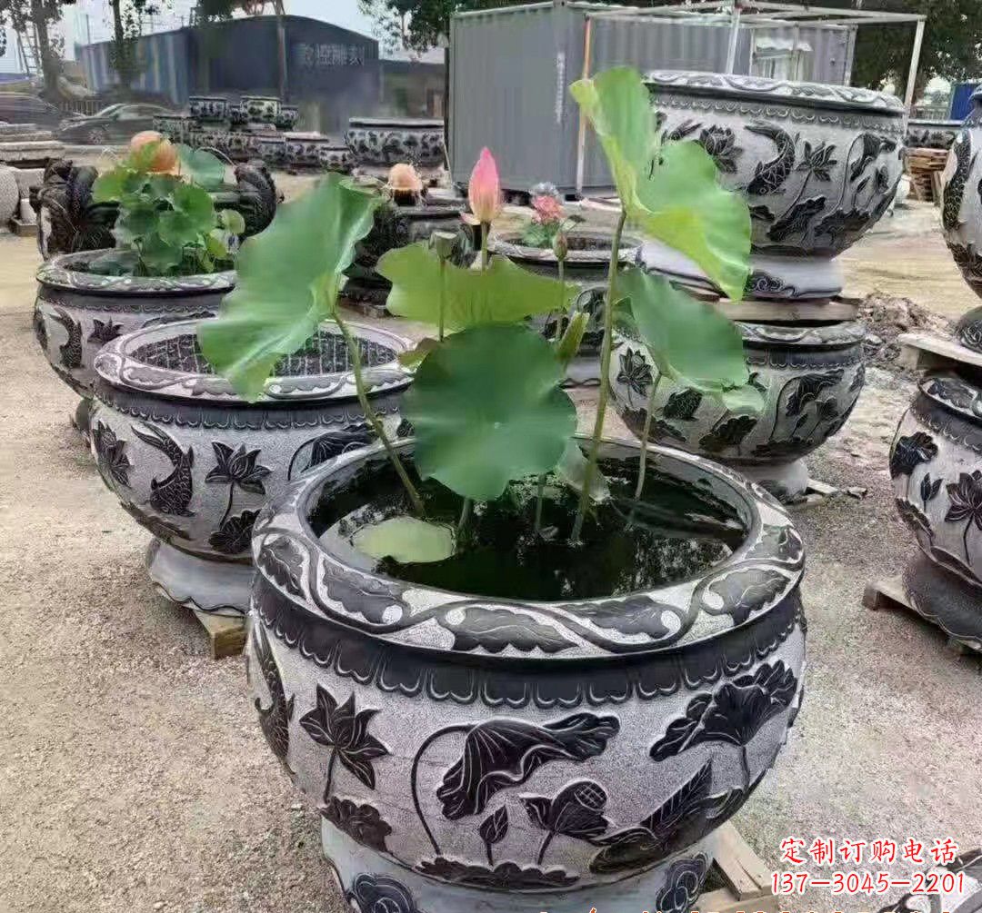 甘肃精美大理石鱼缸雕塑