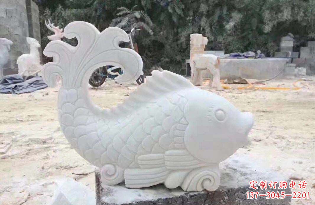 甘肃大理石鱼喷泉雕塑装置