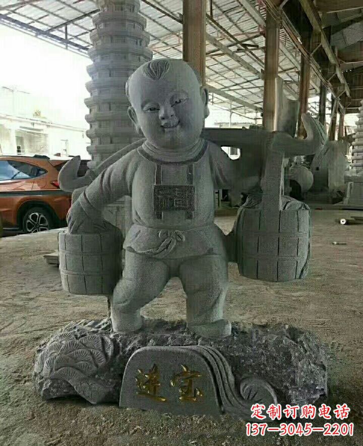 甘肃装点童年的大理石招财进宝儿童雕塑