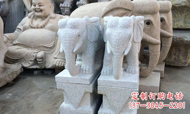 甘肃大理石大象雕塑 招财进宝