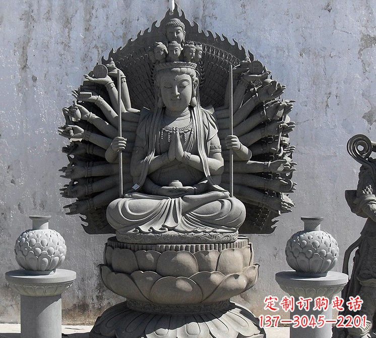 甘肃大理石宗教庙宇千手观音雕塑
