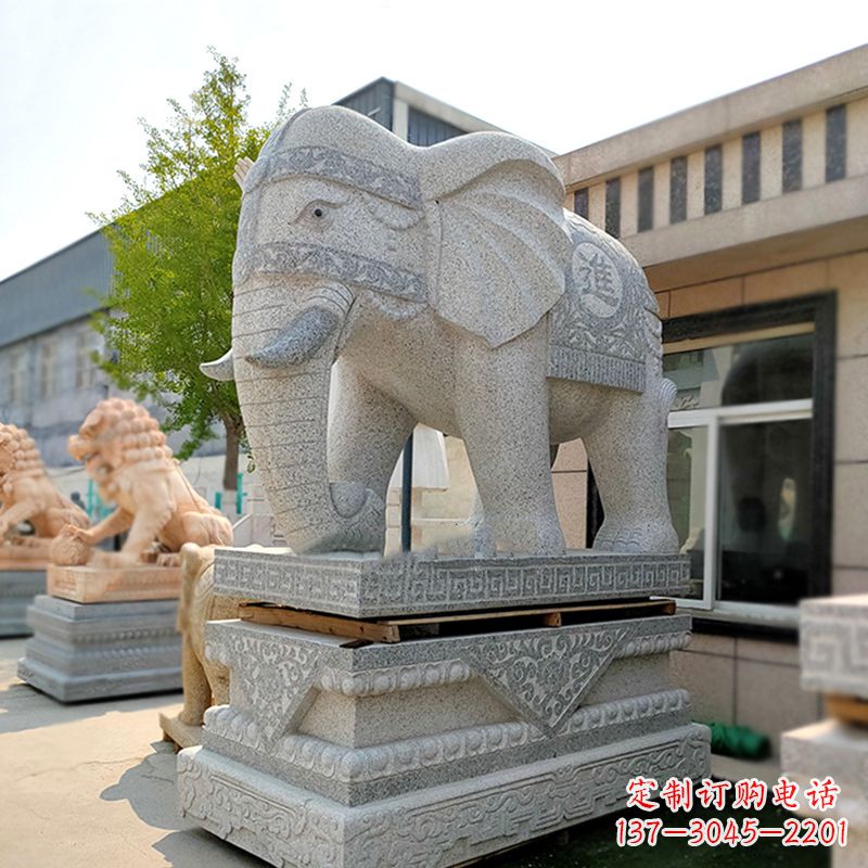 甘肃大门口石雕大象雕塑