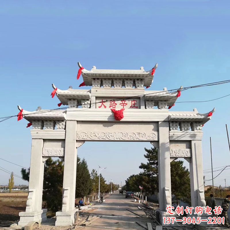 甘肃大路辛庄汉白玉石雕牌楼
