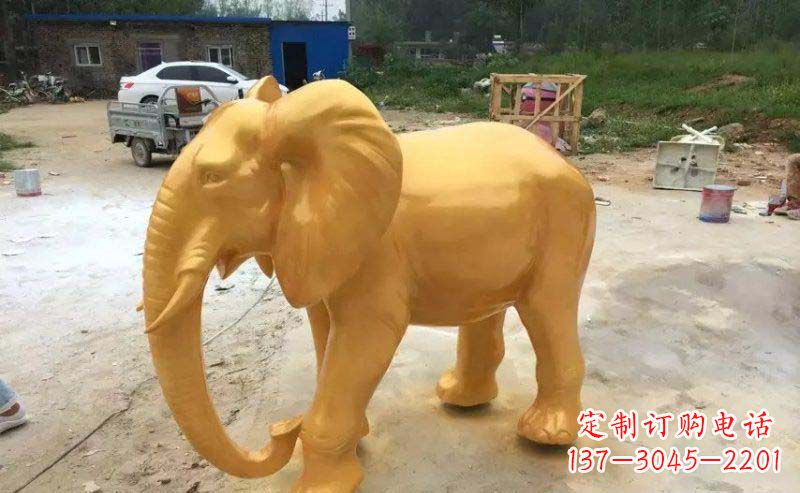 甘肃精美的大象玻璃钢仿铜雕塑