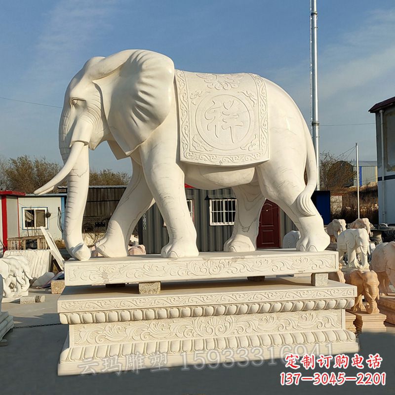 甘肃精致大象石雕雕塑