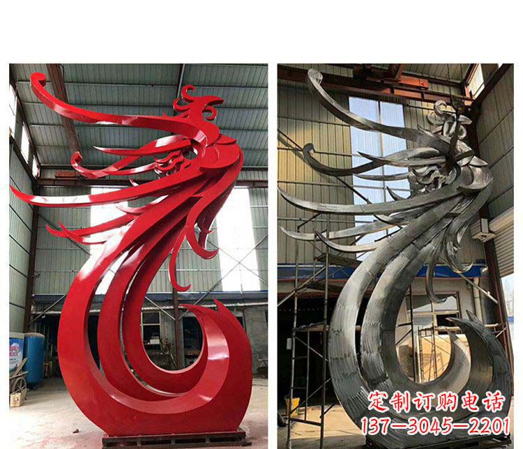 甘肃优雅凤凰不锈钢摆件雕塑