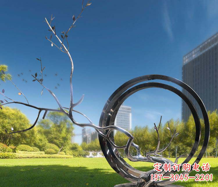 甘肃大型不锈钢圆环景观雕塑