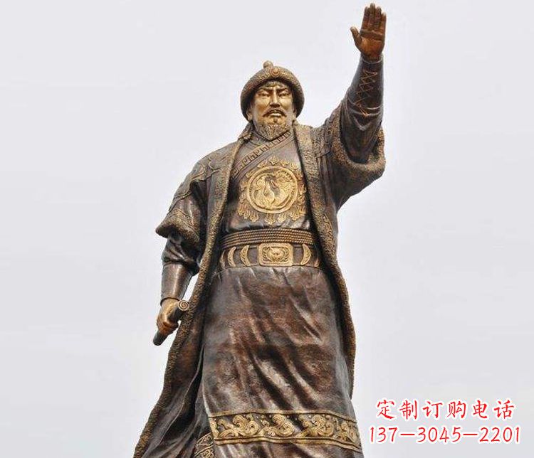 甘肃传承历史的风采成吉思汗铜雕