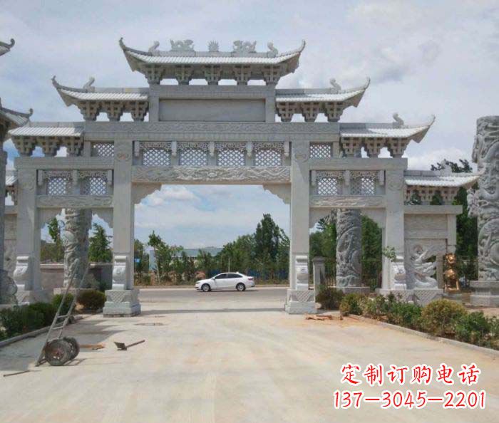 甘肃精美大型村口牌坊石雕