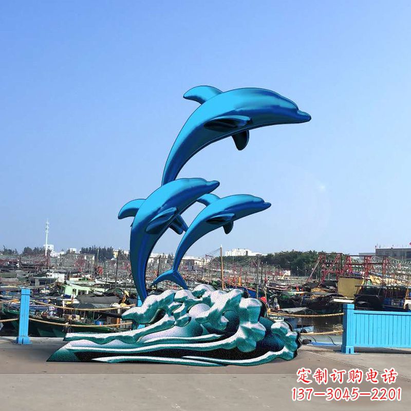 甘肃精美玻璃钢海豚雕塑