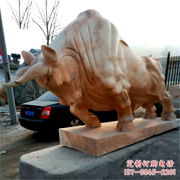 甘肃大型石雕开荒牛劲牛动物雕塑