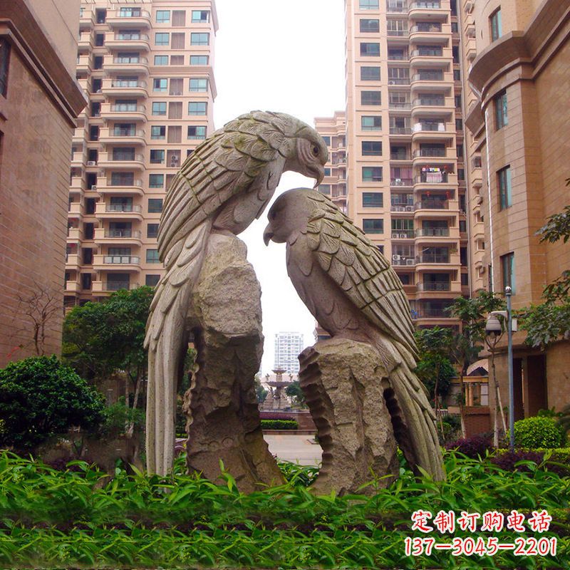 甘肃精美石雕鹦鹉雕塑