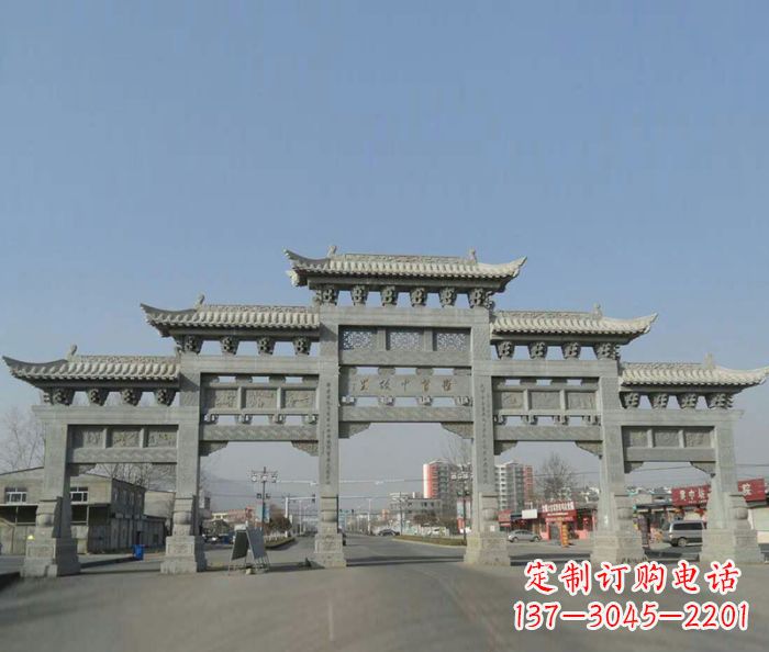 甘肃大型五门石雕牌坊 (2)